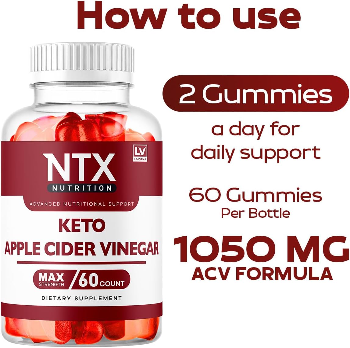 NTX Keto Gummies - Apple Cider Vinegar Supplement (3 Pack, 180 Gummies) - görsel 3