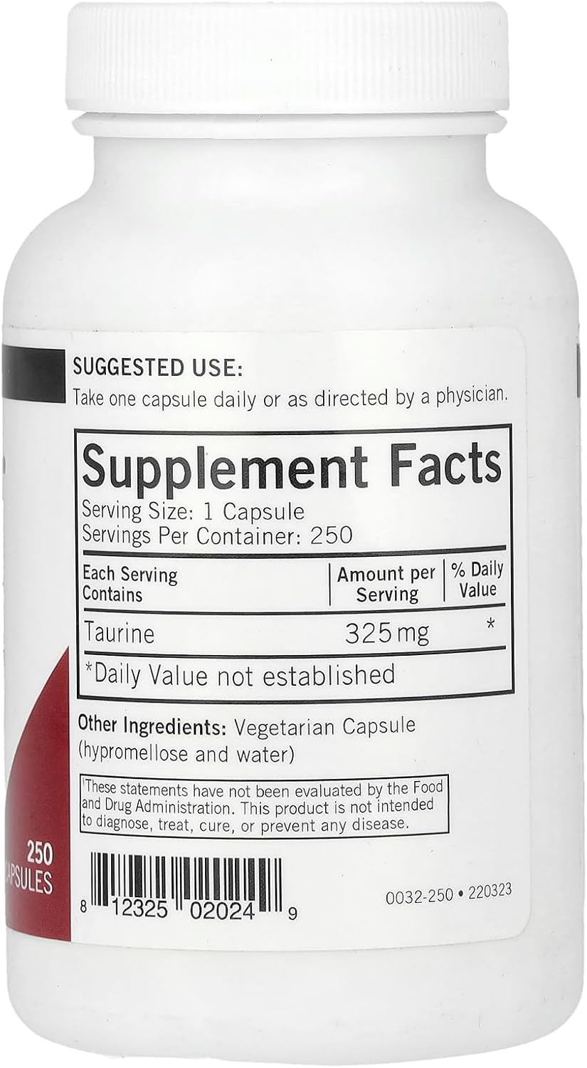 L-Taurine 325 mg Capsules, 250 Count - görsel 2