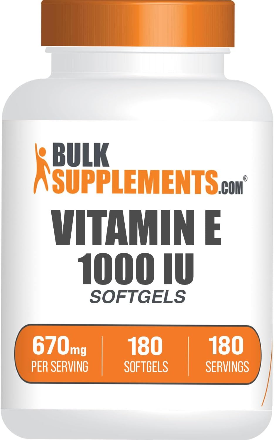 BulkSupplements Vitamin E 1000 IU Softgels - 180 Count - görsel 1