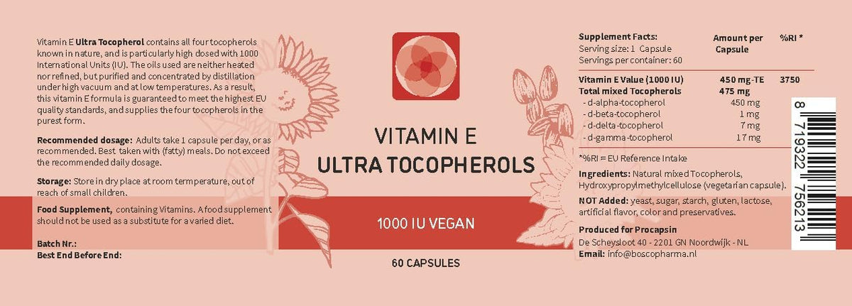 Vitamin E 1000 IU Ultra Tocopherol – All 4 Tocopherols (60 Vegan Soft gel capsules) - görsel 2