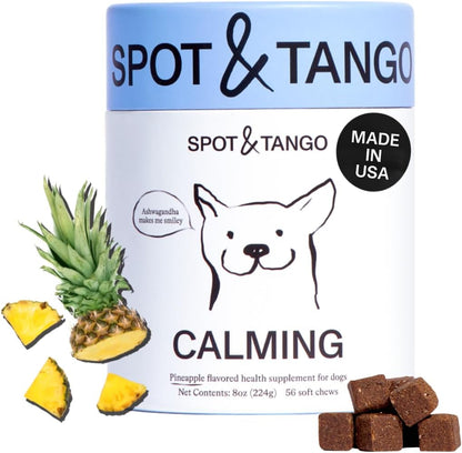 Spot & Tango Probiotics Supplements for Dogs - Vet-Approved for Healthy Digestion and Balanced Gut - Pumpkin, Turmeric, Chicory Root, Black Pepper, Nine-Strain Probiotic Blend, 56 Count