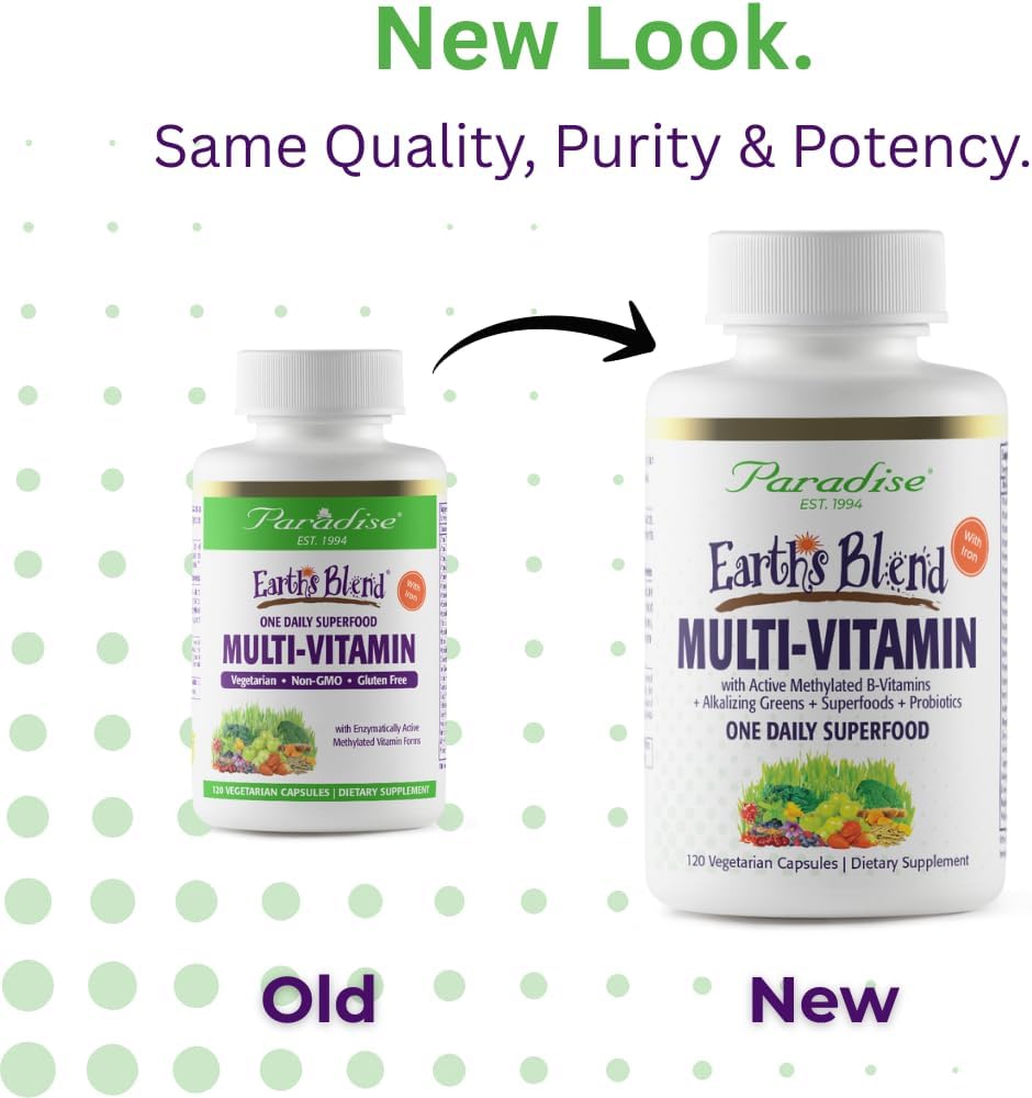 Paradise Herbs Earth's Blend Once Daily Multivitamin with Iron & Superfoods – 120 Capsules - görsel 4
