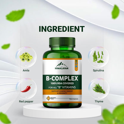 Plant Based Vitamin B Complex Supplement | Methylated Vitamin B12 1000 mcg with B1, B2, B3, B6, B7, B9 | Active B12 & Plant Superfoods for Energy, Nervous System, Digestion & Immunity – 60 Tablets