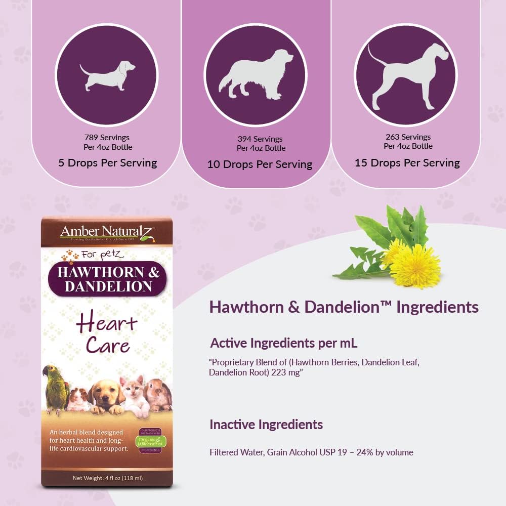 Amber NaturalZ Hawthorn & Dandelion Herbal Supplement for Pets - görsel 4