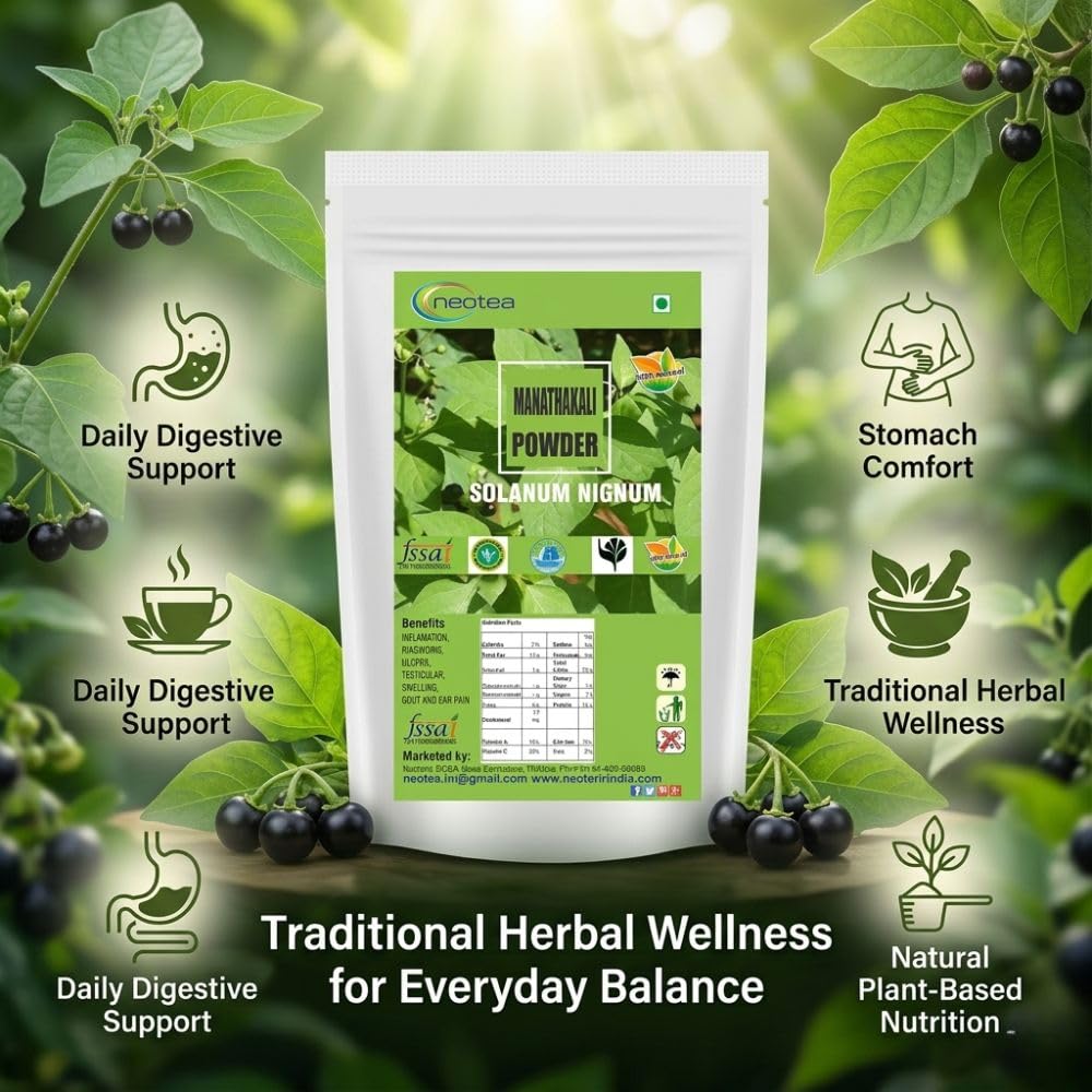 Neotea Manathakkali Leaf Powder (Solanum Nigrum) - 100% Pure Herbal Supplement, 300g - görsel 9