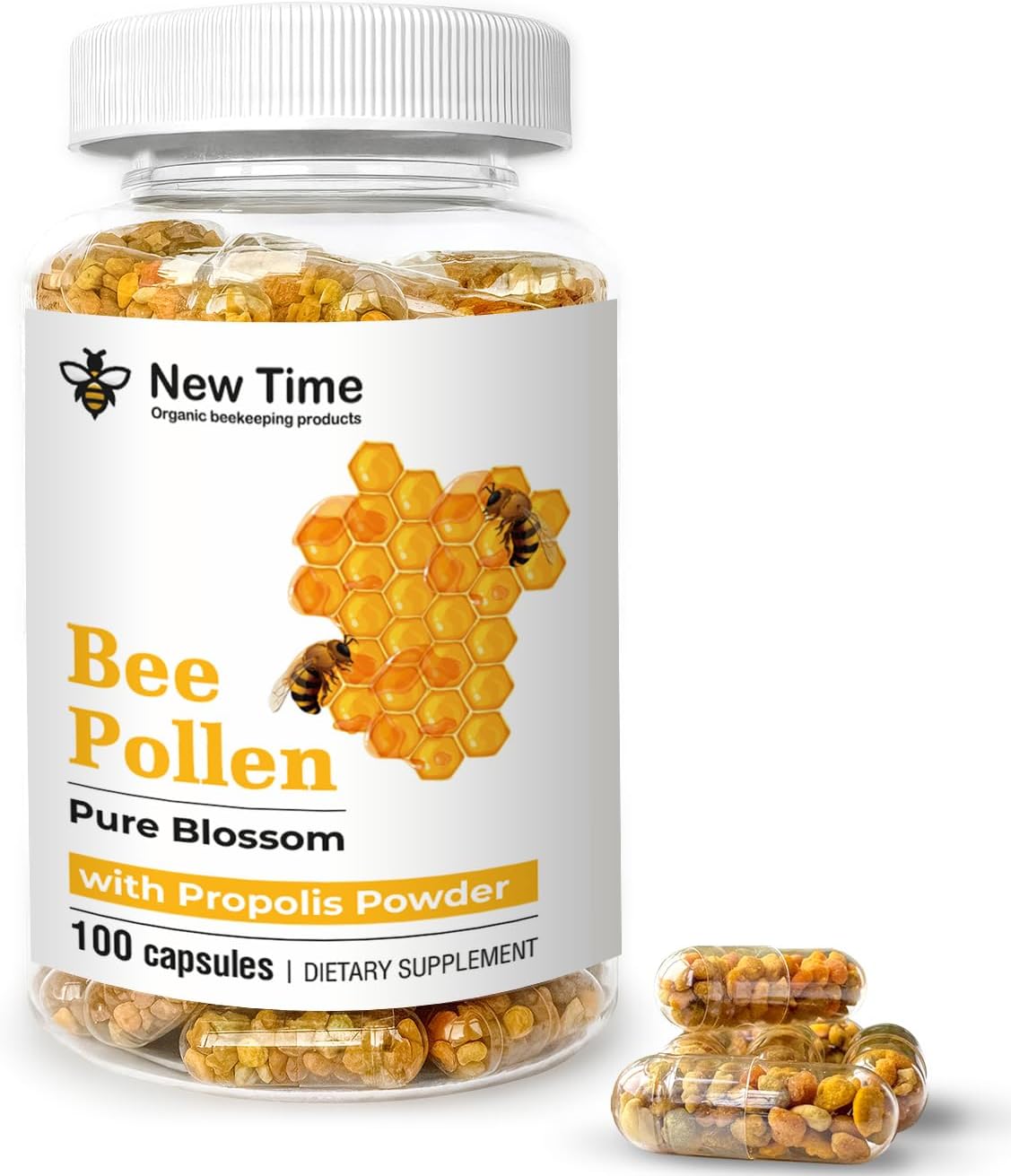 Bee Pollen Capsules with Propolis – Organic Supplement for Energy, Vitality & Immune Support - görsel 8