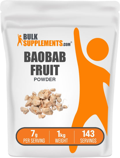 BulkSupplements.com Baobab Fruit Powder - Antioxidant Supplement, Gluten-free, 7g per Serving, 100g (3.5 oz)