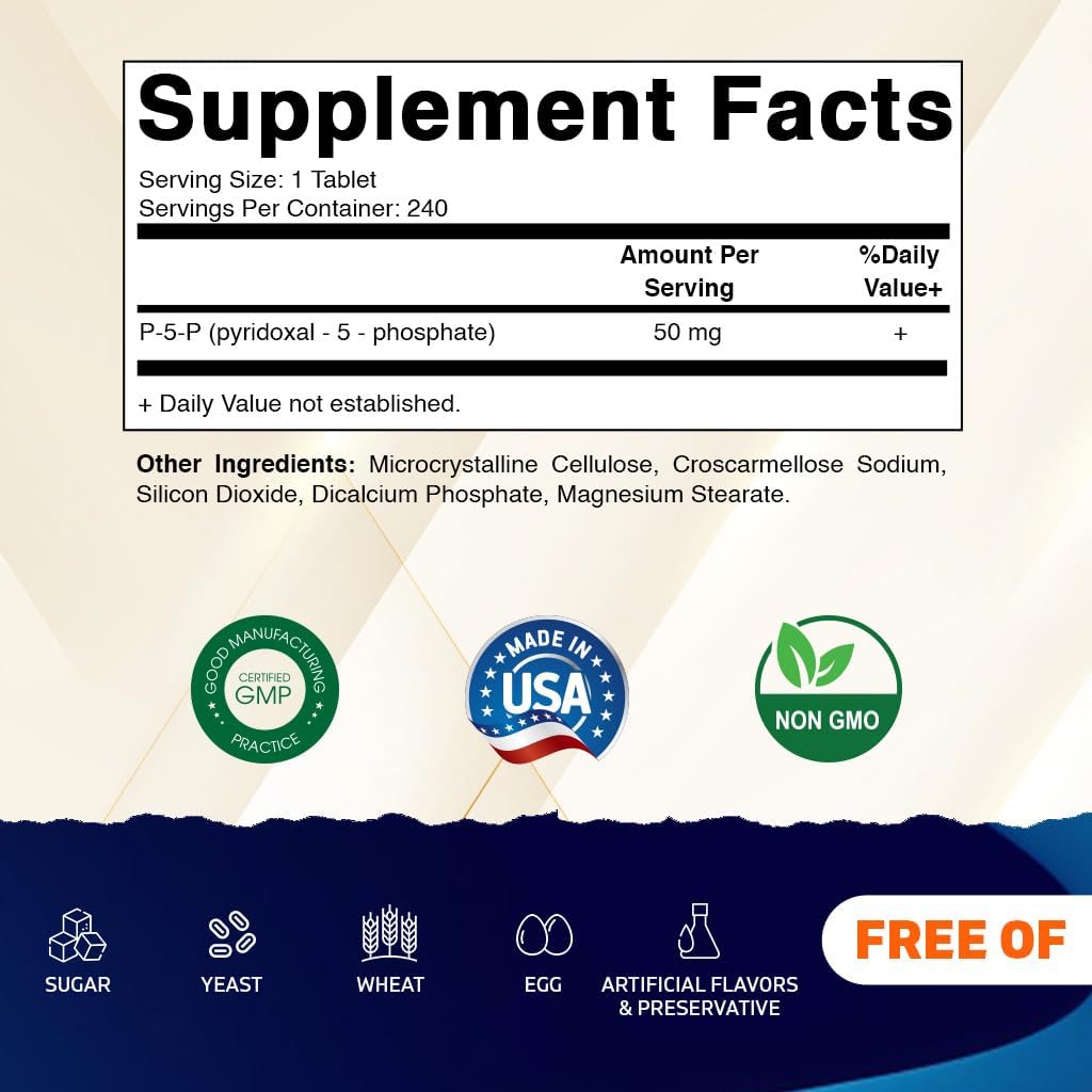 Vitamatic P5P 50 mg – Pyridoxal-5-Phosphate – Active Vitamin B6 – 240 Tablets - görsel 2