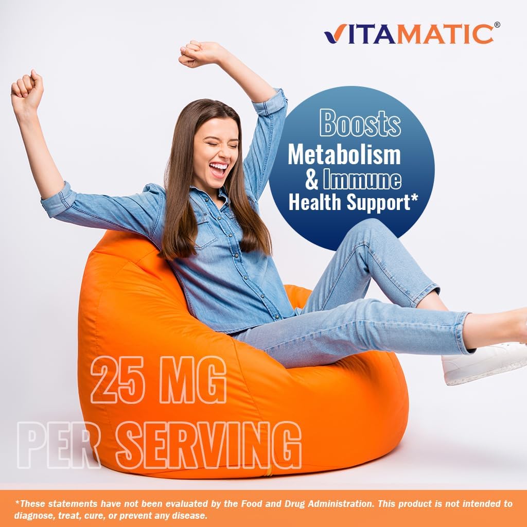Vitamatic Vitamin B6 (Pyridoxine HCl), 25 mg, 250 Vegetarian Tablets - görsel 6