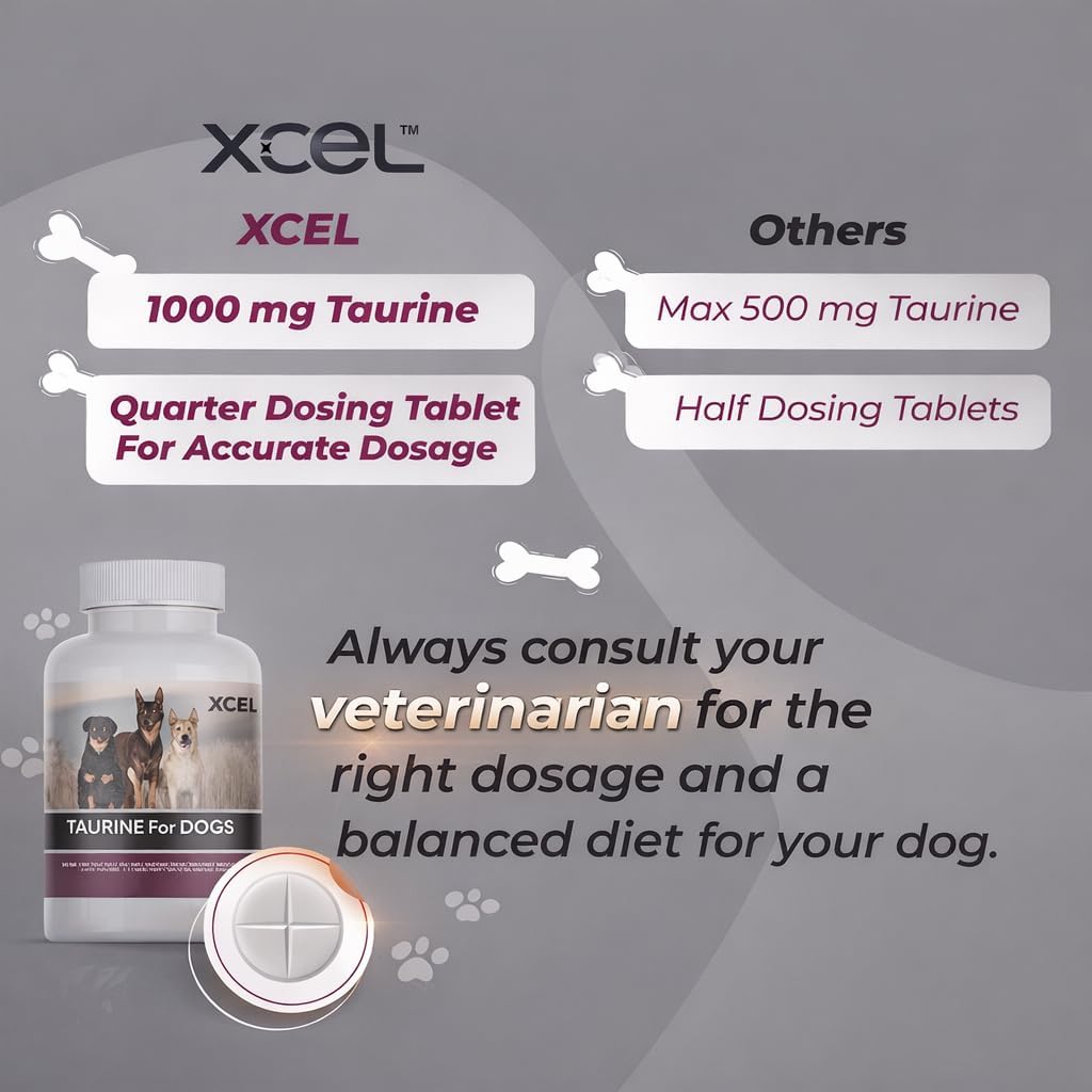 XCEL Taurine for Dogs 1000 mg with L-Carnitine, Quarter-Scored Tablets - görsel 4