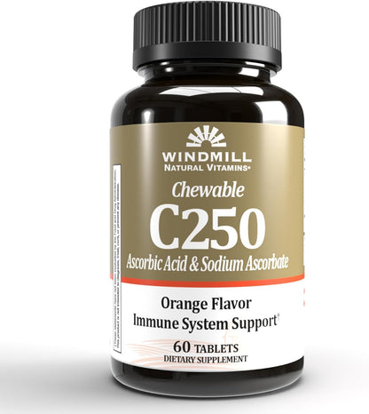 Windmill Vitamin C 250mg Chewable Tablets, Tangerine Flavour, 60 Tablets