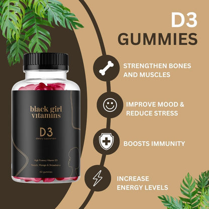 Black Girl Vitamins Look Good Feel Good Bundle – Hair, Skin & Nails, Vitamin D3 2000IU & Once a Day Multivitamin - Women's Supplement Bundle – Energy, Immunity & Beauty Support