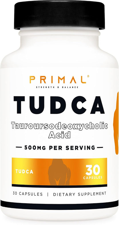 Primal Tudca 500mg 30 Capsules - Gluten-free, Non-GMO Tauroursodeoxycholic Acid Food Supplement