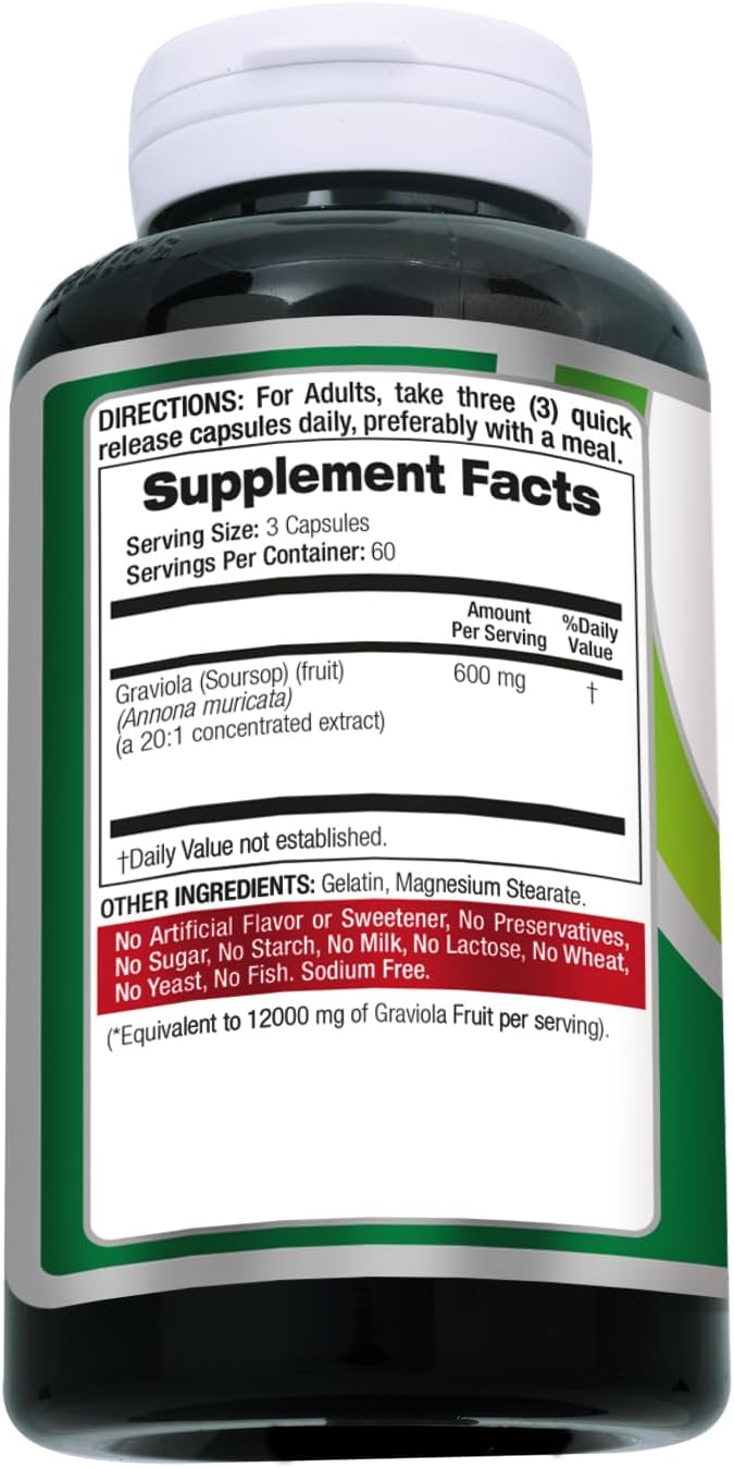FITO MEDIC'S Lab Soursop Supplement - Graviola - 180 Capsules - görsel 10
