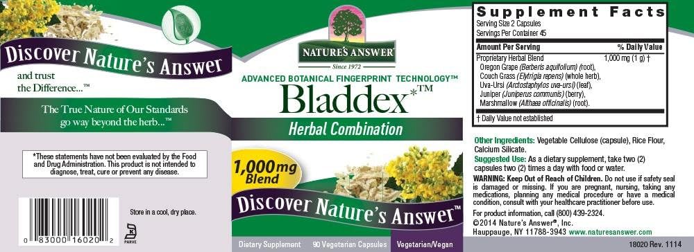 Nature's Answer Bladdex, 90 Vegicaps – Blended Vitamin & Mineral Food Supplement - görsel 3