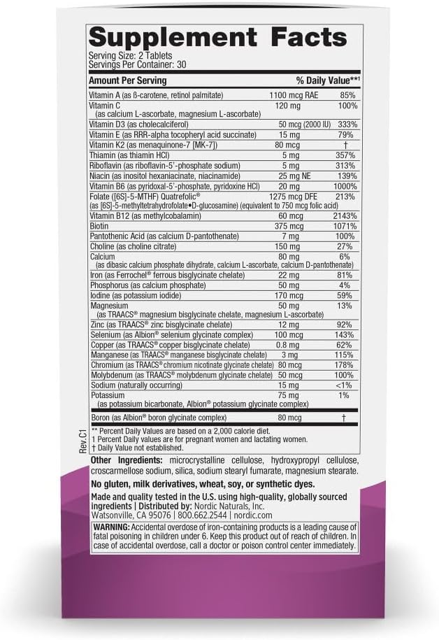 Nordic Naturals Prenatal Multivitamin for Women – 60 Tablets (30 Servings) - görsel 2