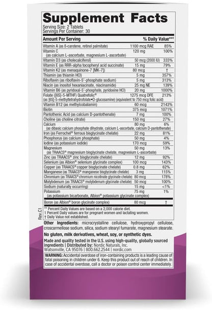 Nordic Naturals Prenatal Multivitamin for Women – 60 Tablets (30 Servings)