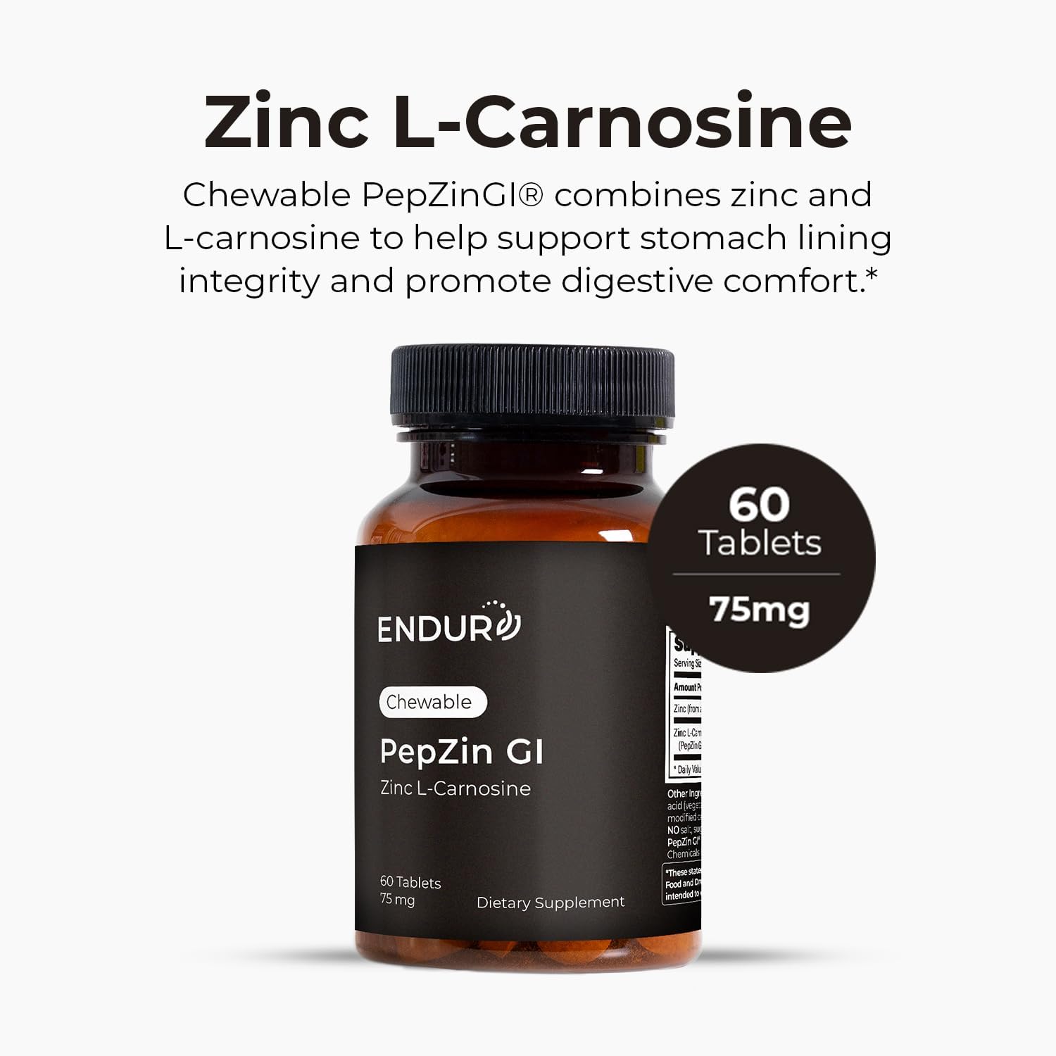 ENDUR PepZinGI - Zinc-Carnosine 75 mg Chewable Tablets (60 Count) - görsel 2