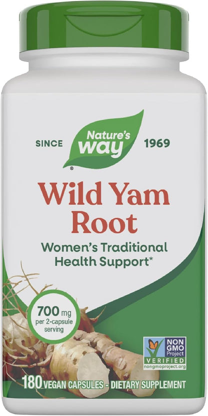 Nature's Way Wild Yam Root Capsules, Traditional Herbal Support for Women, 700 mg, 180 Vegan Capsules