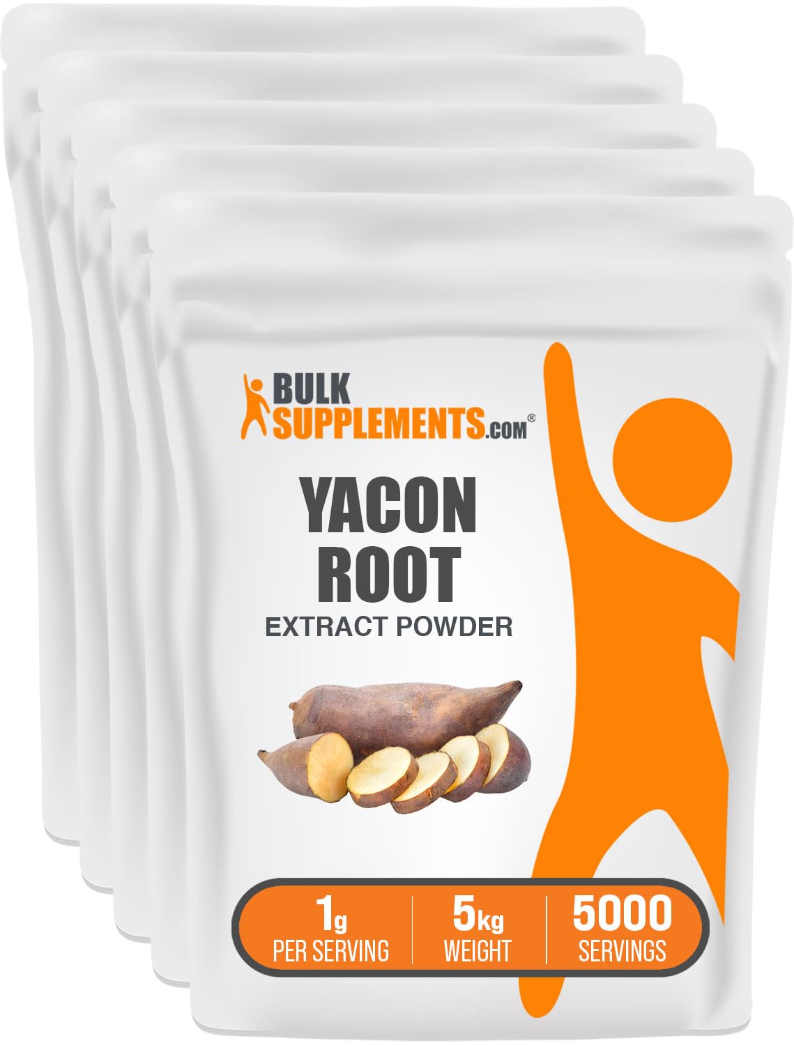 BulkSupplements.com Yacon Root Extract Powder - Sugar Substitute, Natural Fibre Sweetener - Gluten-free, 1g per Serving, 1kg (Pack of 5) - görsel 1
