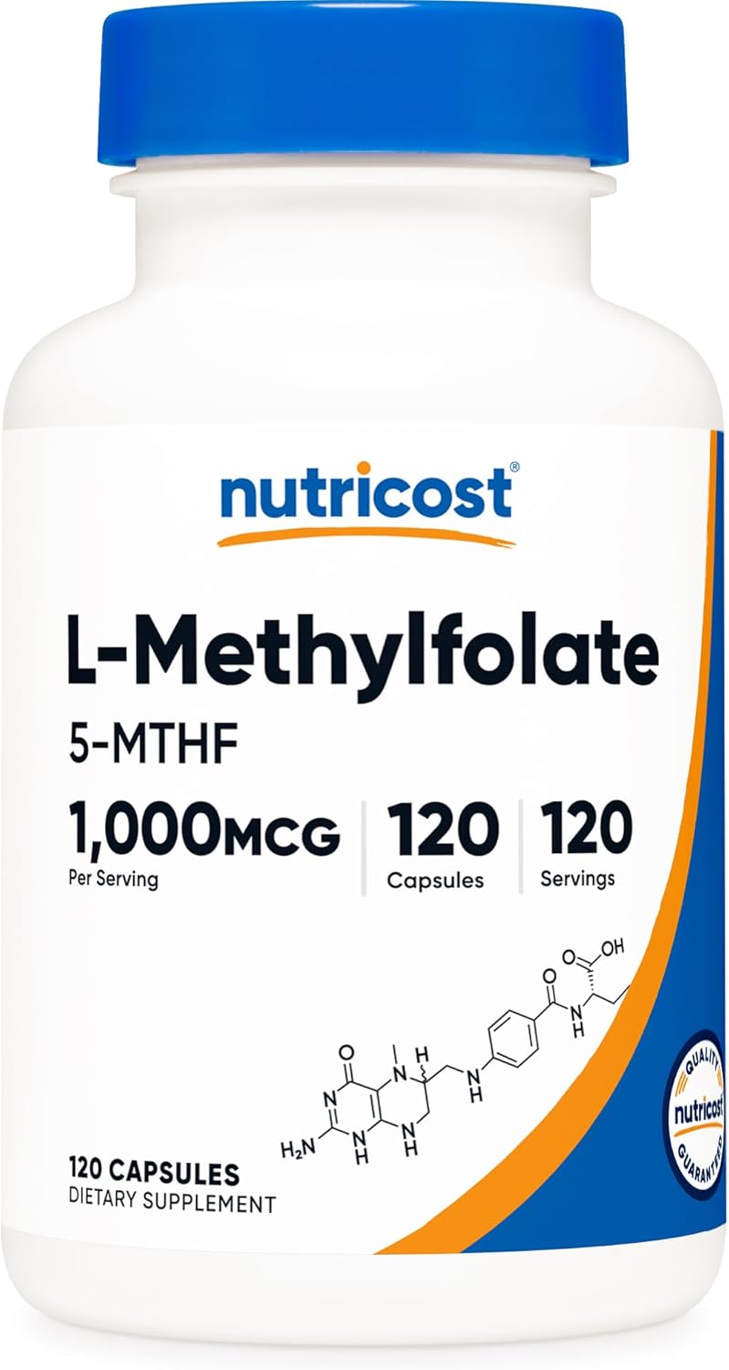 Nutricost Methylfolate 1000 mcg, 120 Vegetarian Capsules – Gluten-Free, Non-GMO (Active Folate) - görsel 1