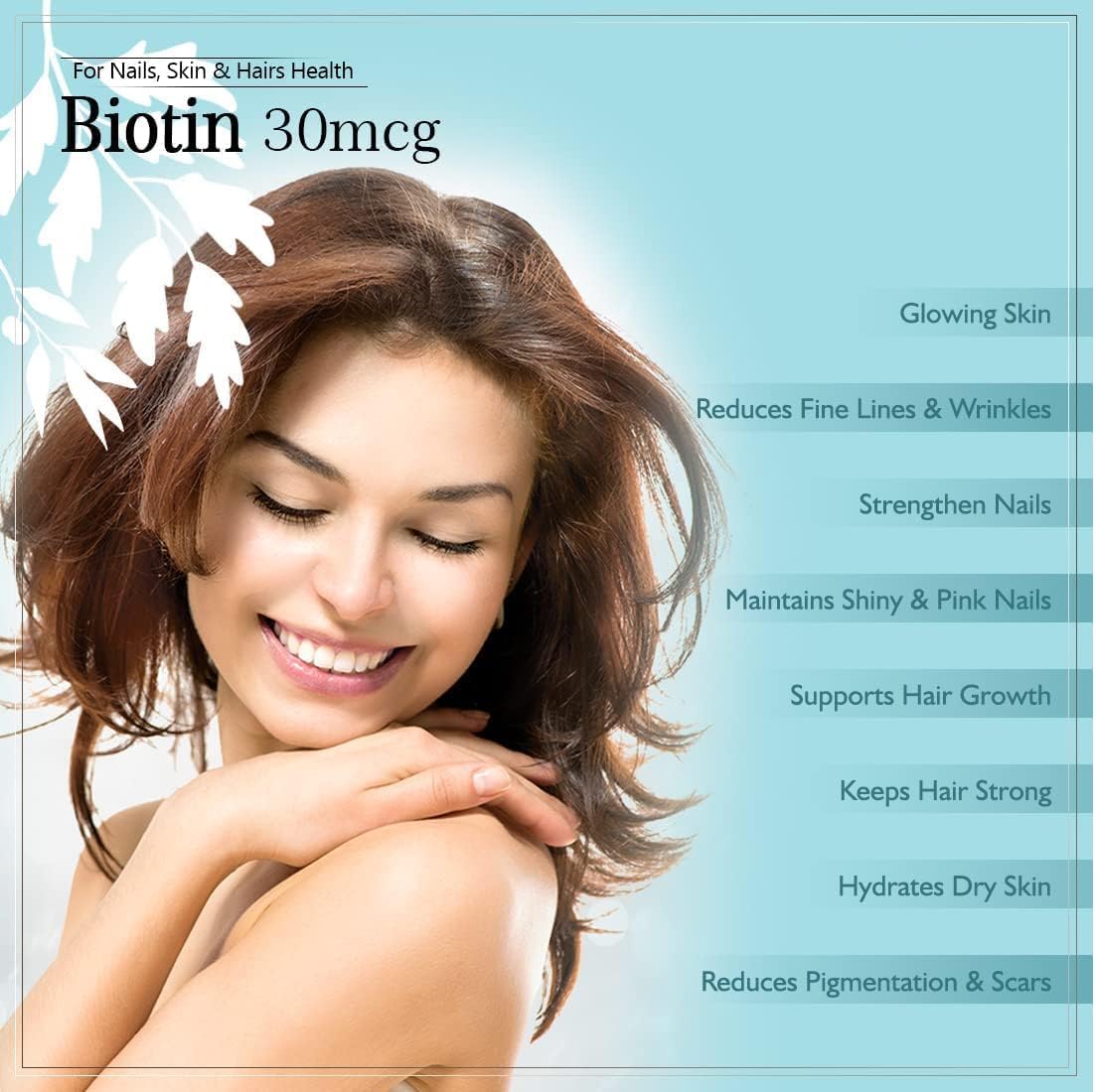 Biotin 30mcg Tablets for Hair, Skin and Nails – 90 Tablets - görsel 3