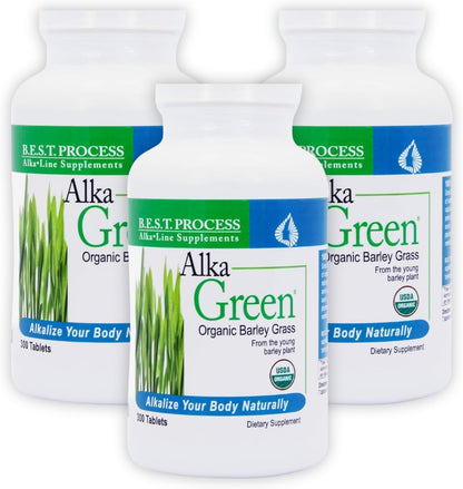 Alka•Green Tablets (Pack of 3) – Premium Organic Barley Grass Alkaline Supplement