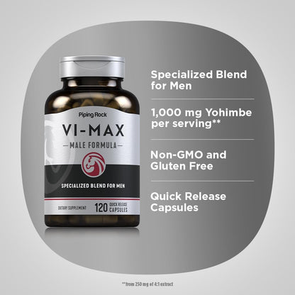 Piping Rock Vi-Max Men's Formula with Yohimbe - 120 Capsules