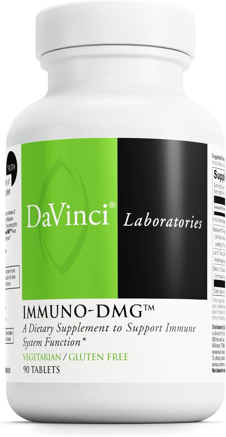 DAVINCI Labs Immuno-DMG - Dietary Supplement for Immune Support with DMG, Maitake, Larch, and Beta Glucan - Gluten-Free - 90 Vegetarian Tablets - görsel 1