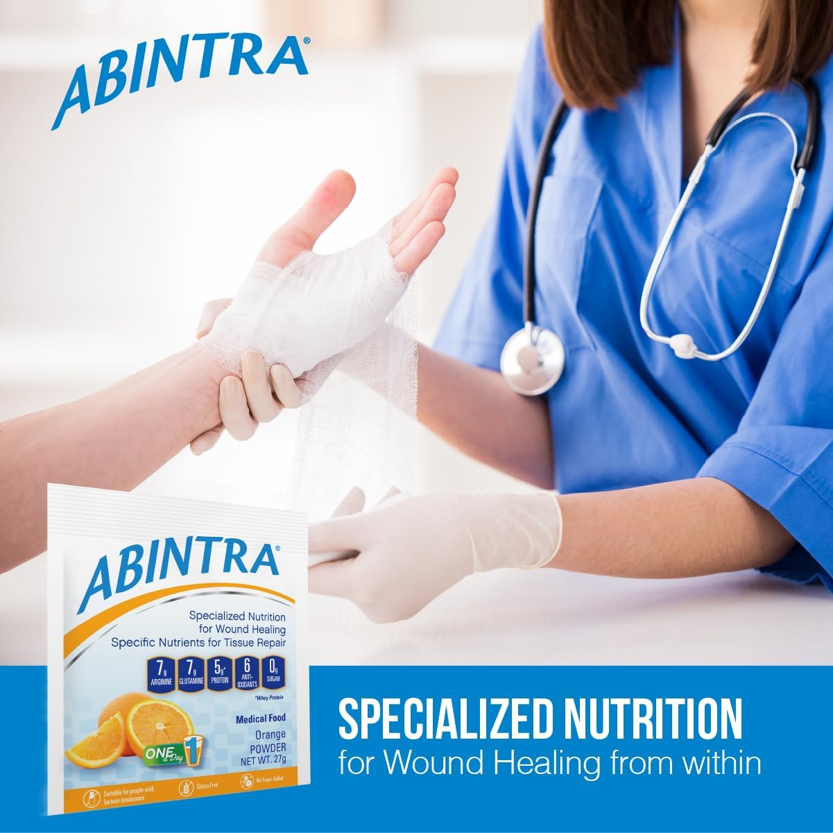 ABINTRA Specialised Nutrition for Wound Healing, L-Arginine, Orange Flavour, 6 Packets - görsel 2