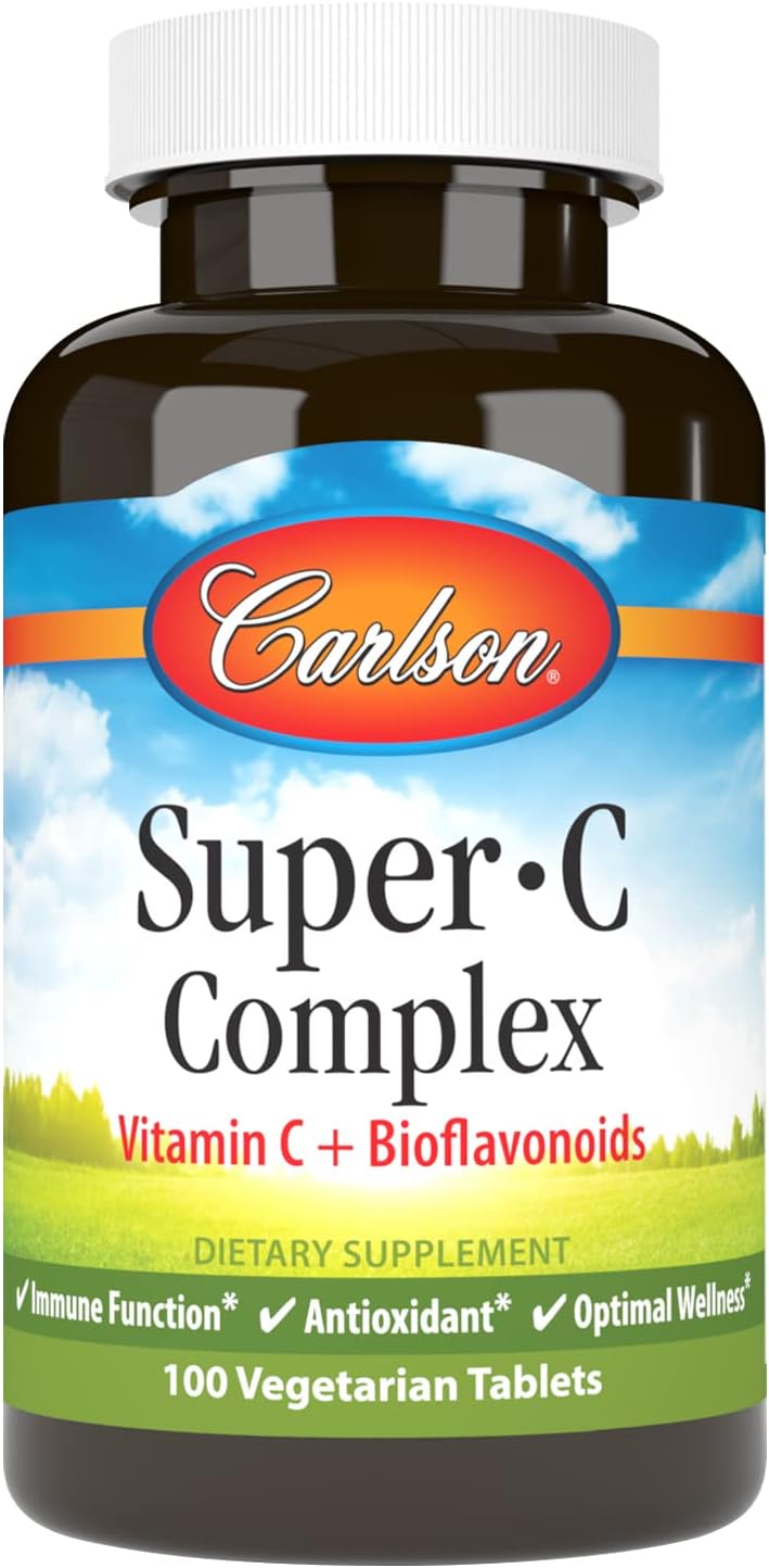 Carlson - Super-C Complex, Vitamin C + Bioflavonoids, Immune Function & Antioxidant Support, 100 Vegetarian Tablets - görsel 1