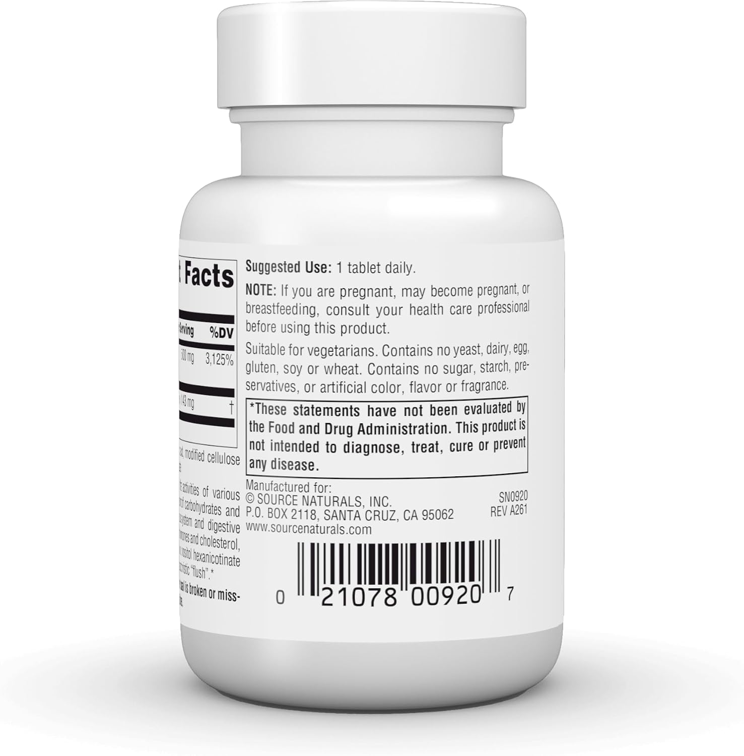 Source Naturals Flush-Free Niacin 500 mg, Inositol Hexanicotinate, 30 Vegetarian Tablets - görsel 4