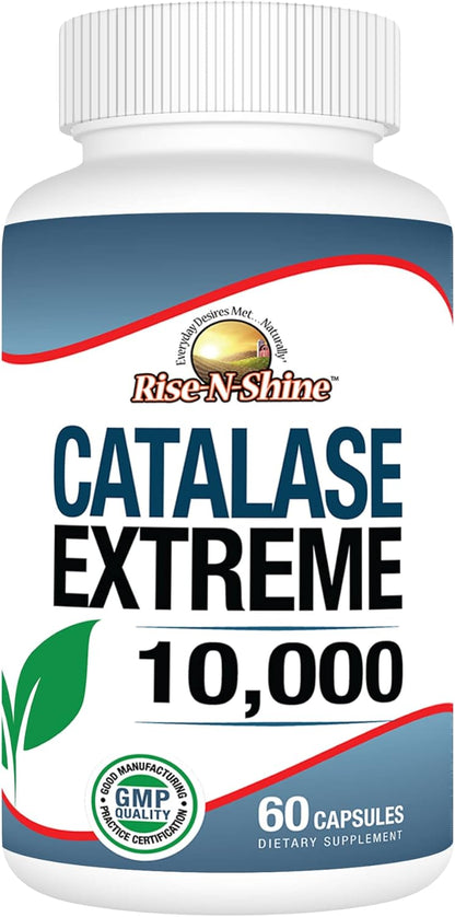 Rise-N-Shine Catalase Extreme 10,000 Food – Catalase (10,000 units): A potent enzyme that neutralises hydrogen – Image 1