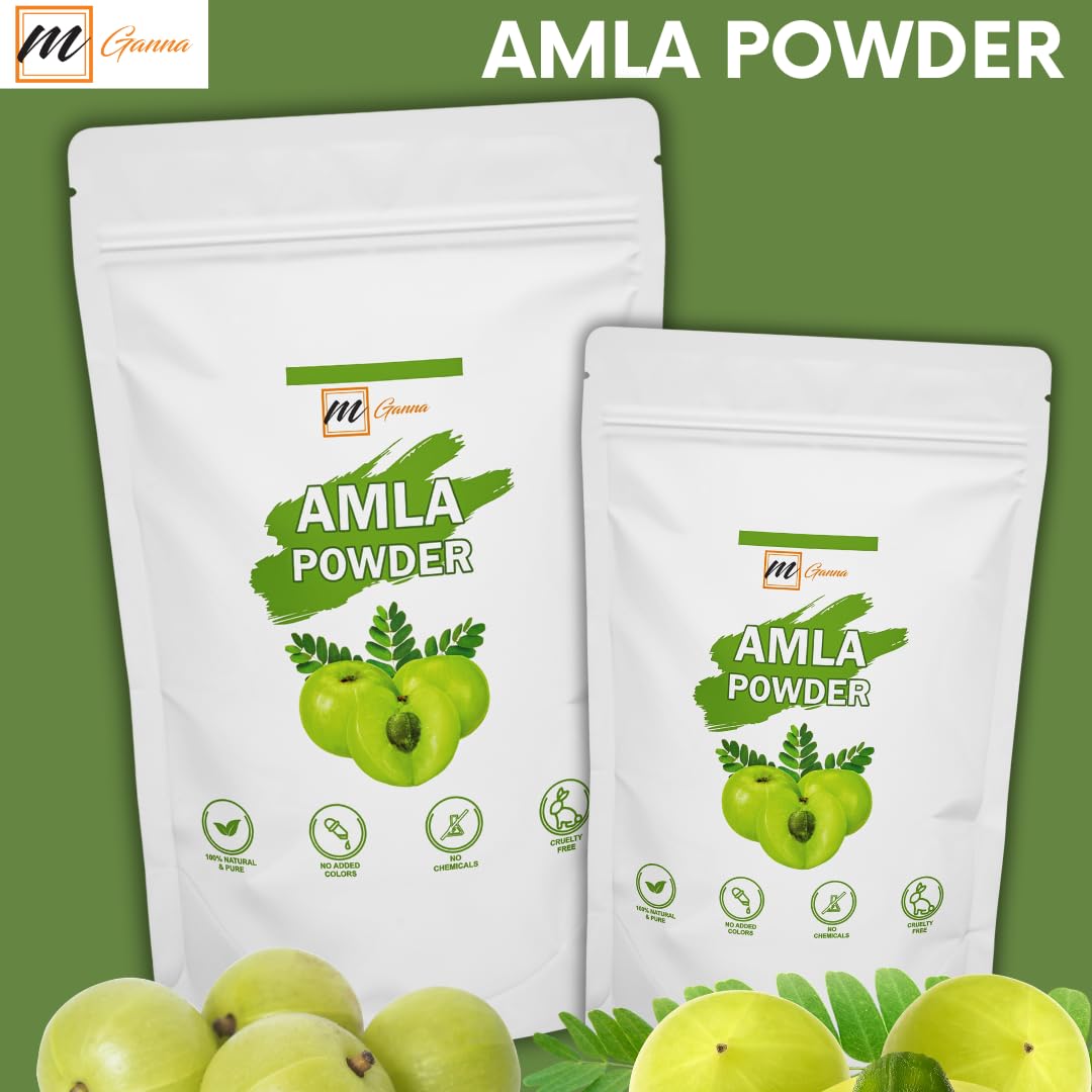 mGanna 100% Natural Amla / Indian Gooseberry / Emblica Officinalis Powder for Skin, Hair and Health Care 100g - görsel 3