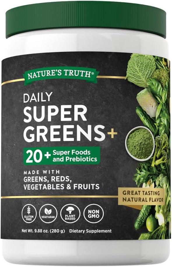 Nature's Truth Super Greens Superfood Powder – Fruit and Vegetables Blend, 280 g - görsel 1