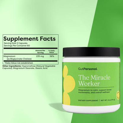 GutPersonal The Gut Fix™ Bundle: The Miracle Worker Magnesium Powder Supplement, Strawberry Flavour, 30 Servings + The Booster Targeted Probiotic, Capsule, 60 Servings