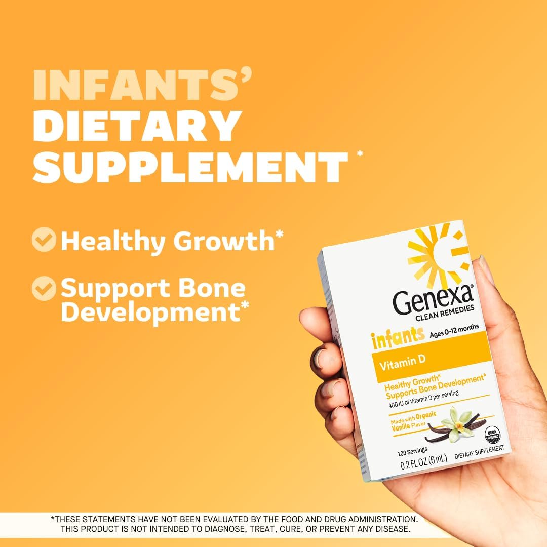 Genexa Infants Vitamin D Liquid Drops for Newborn, Baby & Toddler – Organic Vanilla – 270 Servings (3 Pack) - görsel 2