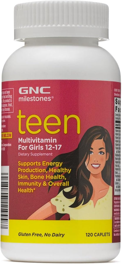 GNC Milestones Teen Multivitamin for Girls 12-17, 120 Caplets