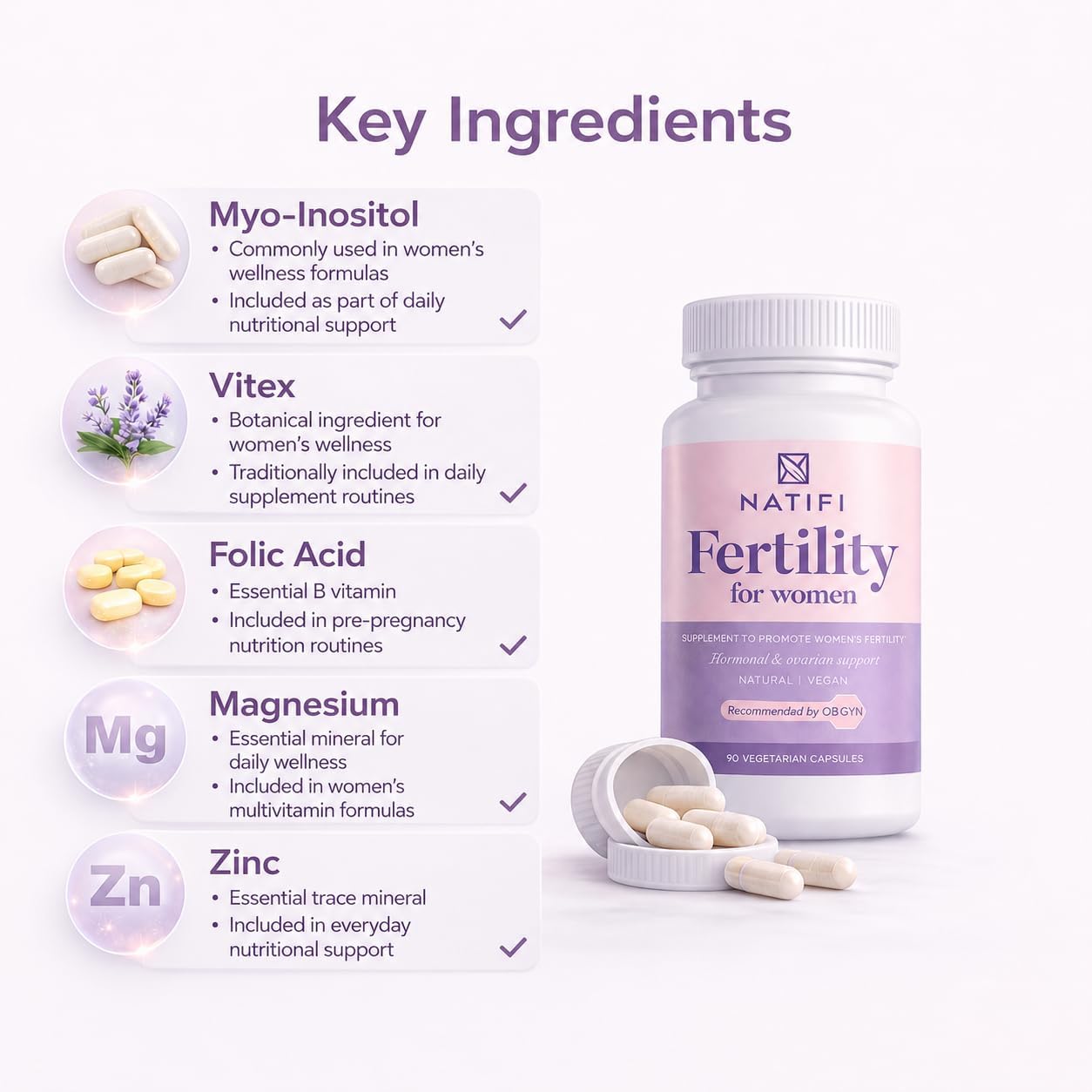 Natifi Conception Fertility Prenatal Vitamins – Supports Regular Cycles, Hormone Balance, and Ovulation (60 Capsules) - görsel 3