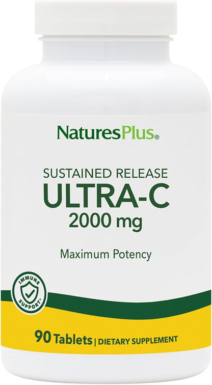NaturesPlus Ultra-C 2000 mg - 90 Tablets - Vitamin C with Rose Hips - Immune and Antioxidant Support - Vegetarian, Gluten Free