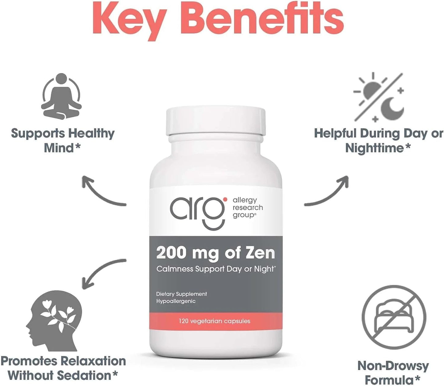 Nutricology ZenMind - 550 mg GABA & 200 mg L-Theanine - Calmness & Relaxation Support Day or Night - Non-Drowsy Formula - Vegetarian Capsules - 60 Servings - 120 Capsules - görsel 6