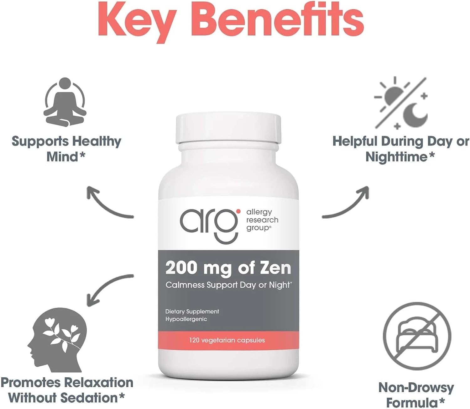 Nutricology ZenMind - 550 mg GABA & 200 mg L-Theanine - Calmness & Relaxation Support Day or Night - Non-Drowsy Formula - Vegetarian Capsules - 60 Servings - 120 Capsules - görsel 6