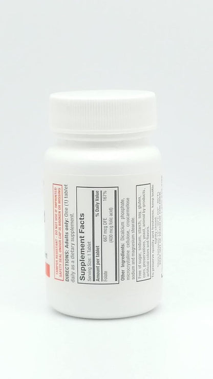 Rugby Laboratories Folic Acid 400 mcg – Vitamin B9 Daily Supplement (100 Tablets)