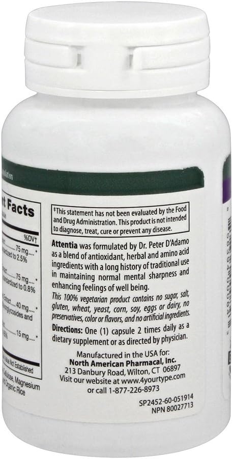 D'Adamo Personalized Nutrition Attentia, 60 Capsules - görsel 3