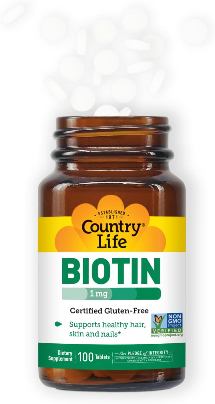 Country Life Biotin 1mg (1000 µg) Tablets – Contributes to Normal Hair, Skin & Nails – 100 Tablets - görsel 6