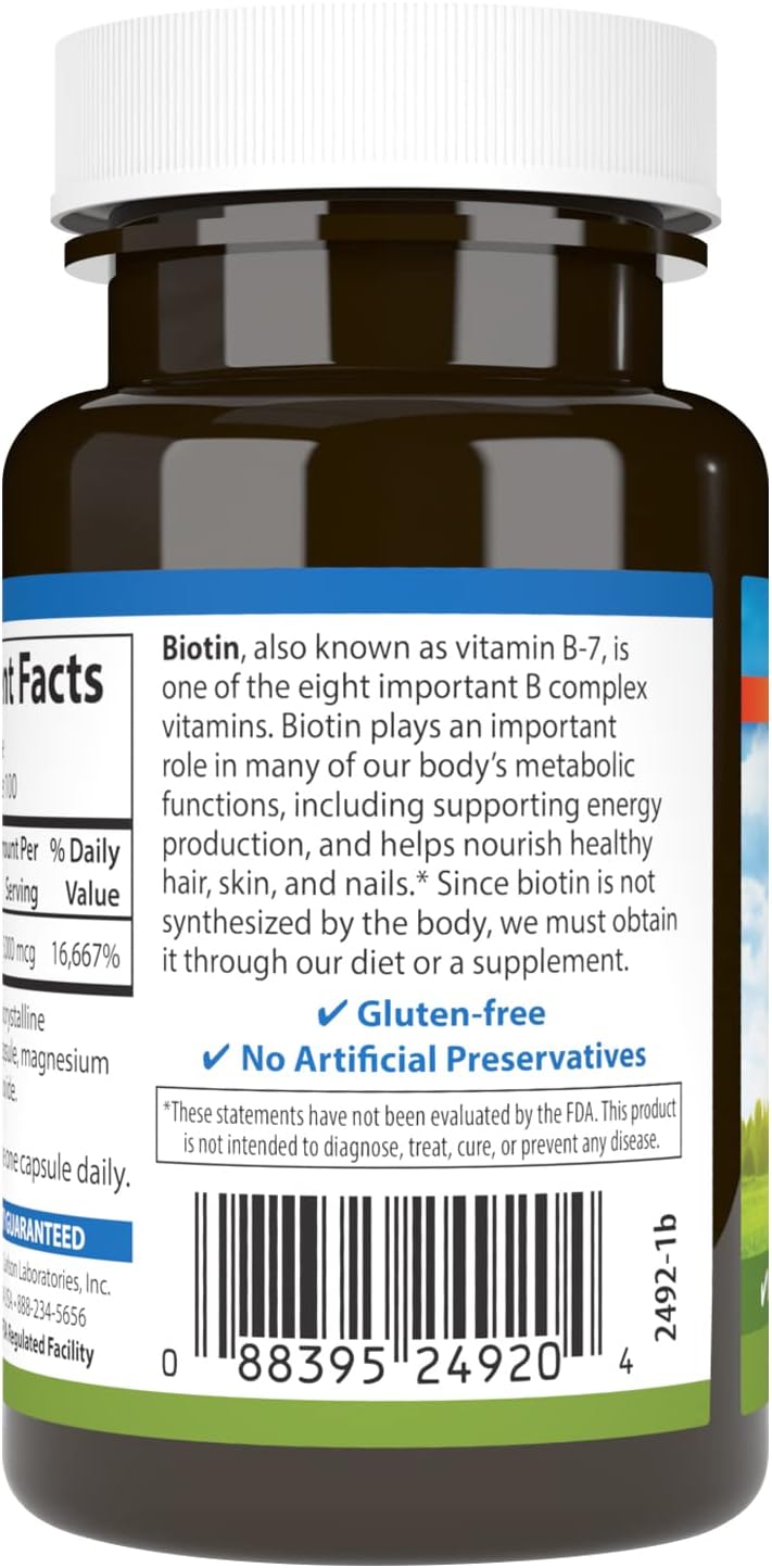 Carlson Biotin 5000 mcg – Healthy Hair, Strong Nails & Energy Metabolism, 100 Capsules - görsel 3