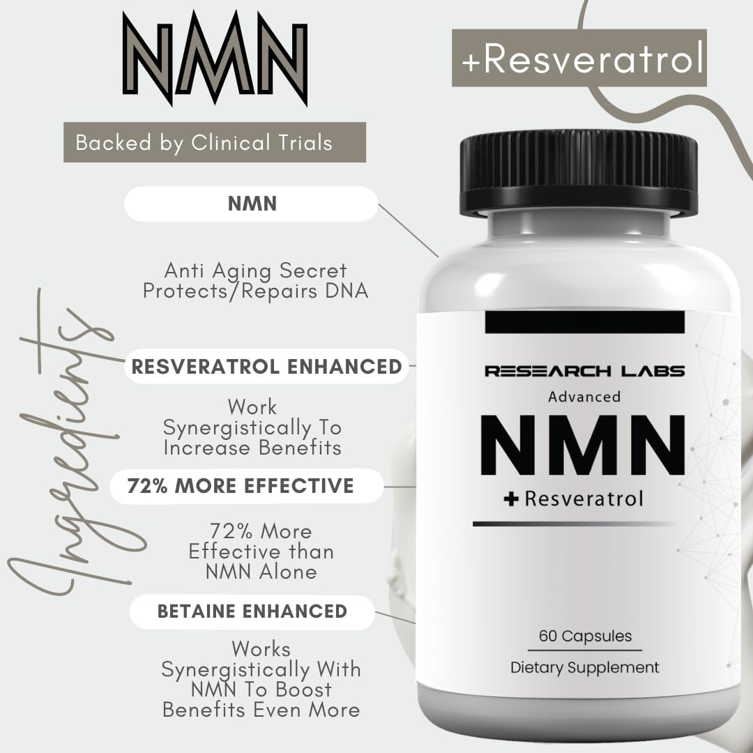 Research Labs Advanced NMN Resveratrol & Betaine (TMG) Longevity Formula - görsel 2