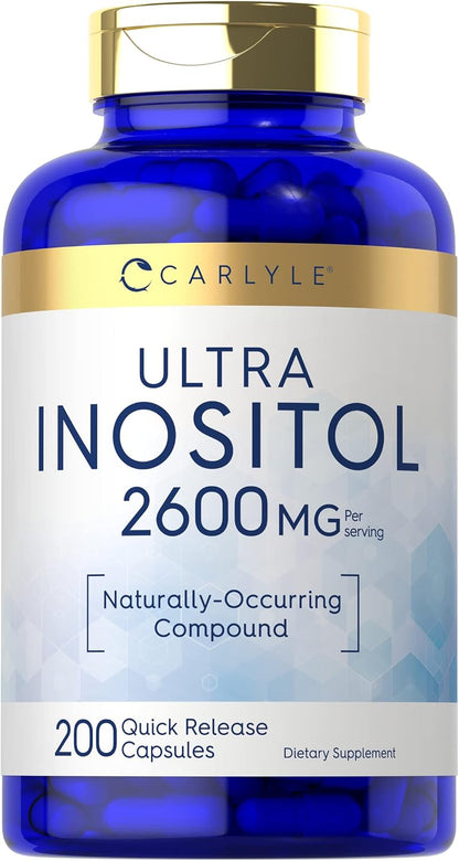 Carlyle Inositol Food Supplement - 2600mg per Serving, 200 Capsules - Myo-Inositol for Women & Men - Non-GMO, Gluten-free