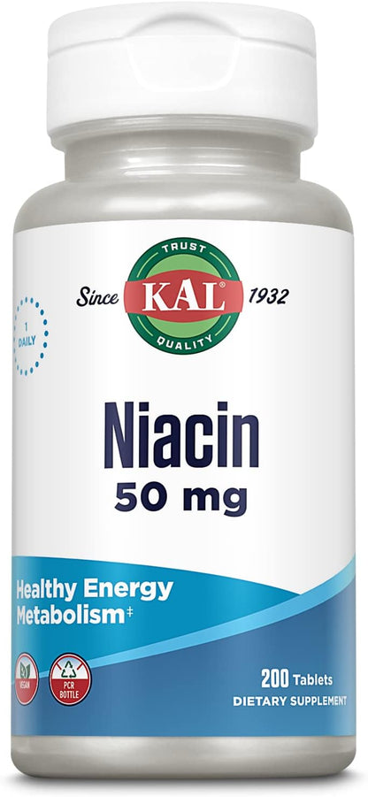 KAL Niacin 50 mg Tablets, 200 Count