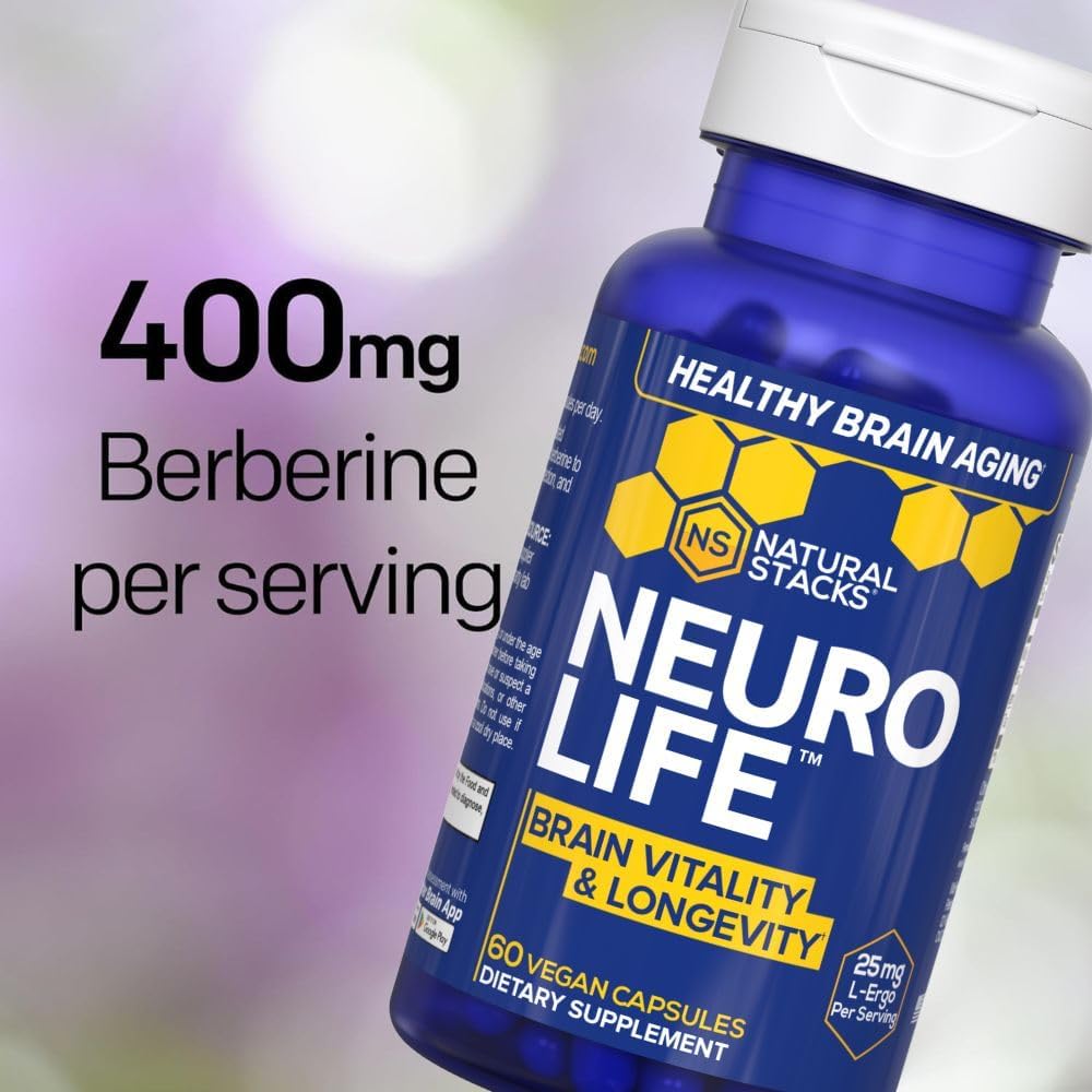 NeuroLife Longevity Supplement - Taurine, Berberine & MitoPrime L-Ergothioneine - Brain Support for Cognitive Vitality - 60 Capsules - görsel 3